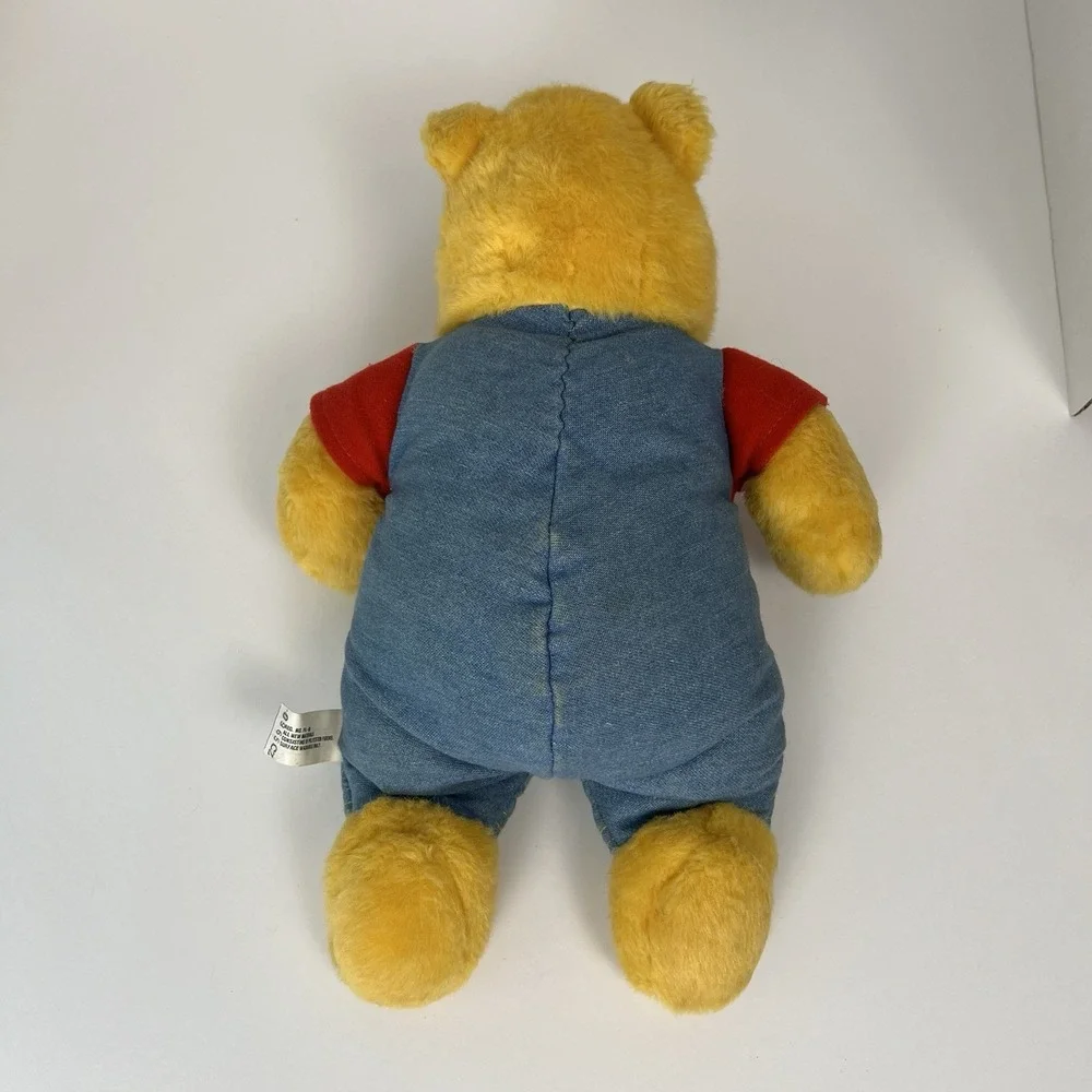 Disney Winnie The Pooh Plush‎ Denim Overalls Red Shirt Stuffed Animal Toy 13